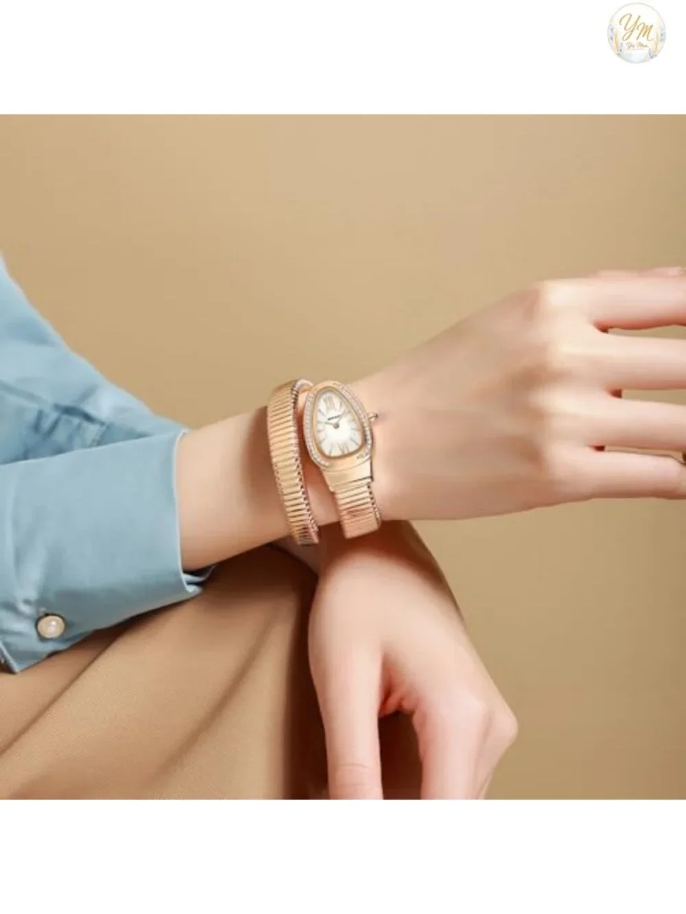 Elegant Snake Bracelet Watch for Women, Wrap Around Quartz Bangle Wristwatch